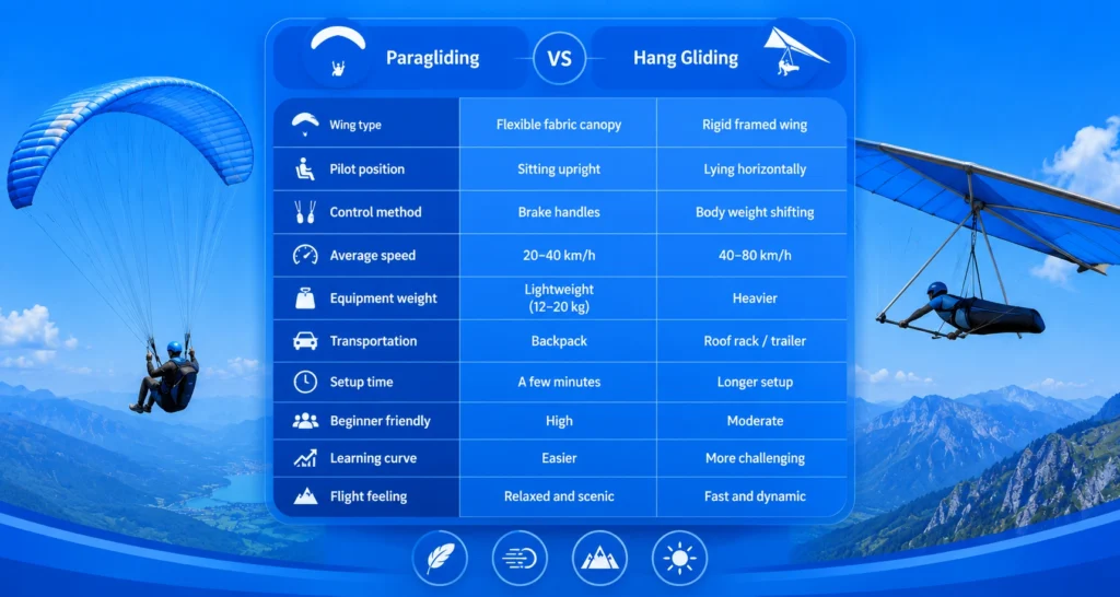 Paragliding vs Hang Gliding Differences Key Comparison
