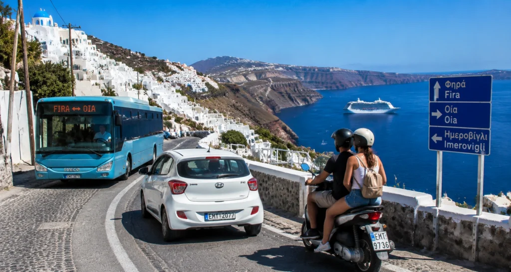 how to get around Santorini